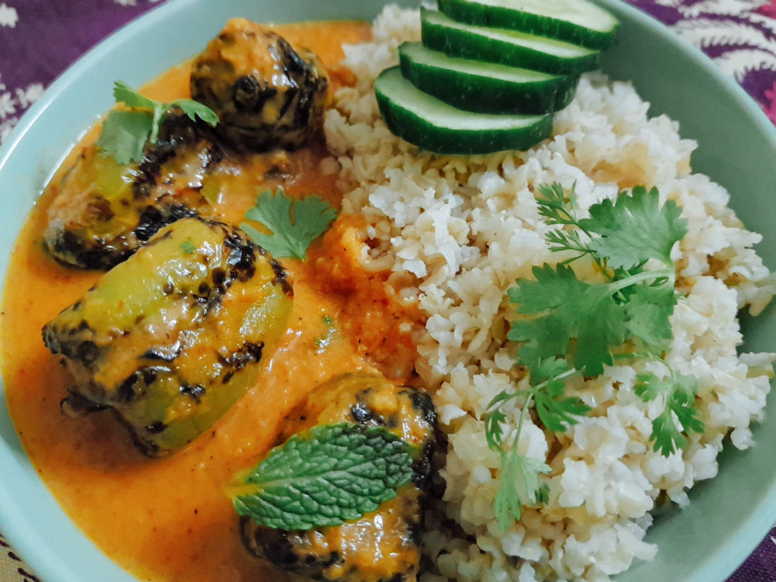 Roasted bell peppers in coconut milk