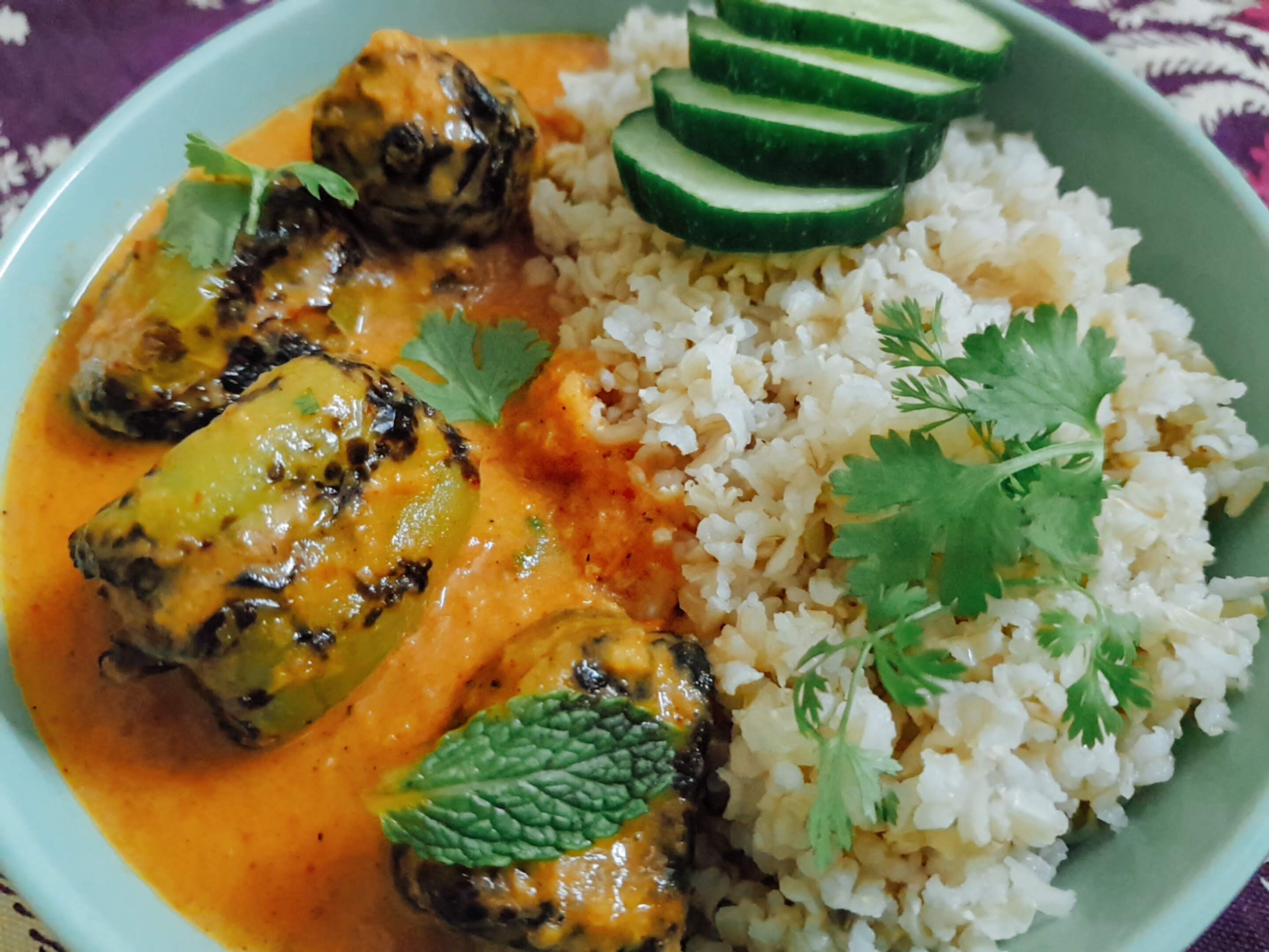 Roasted bell peppers in coconut milk